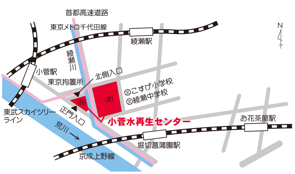 画像：砂町水再生センターの案内図