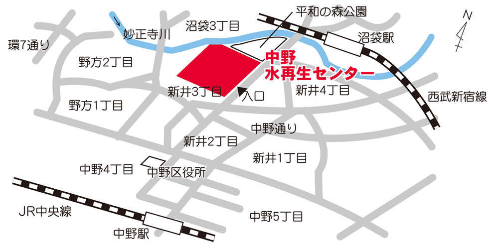 画像：中野水再生センターの案内図