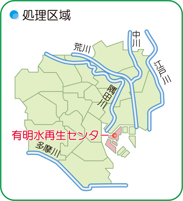 画像：有明水再生センターの処理区域