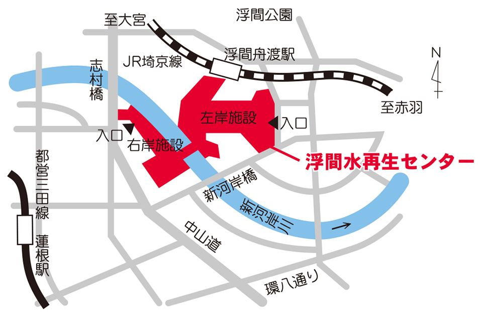 画像：浮間水再生センターの案内図