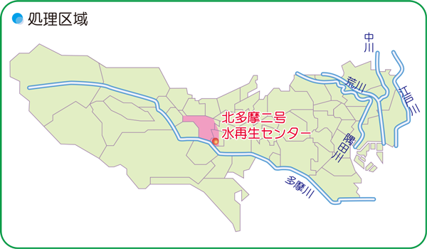 画像：北多摩二号水再生センターの処理区域