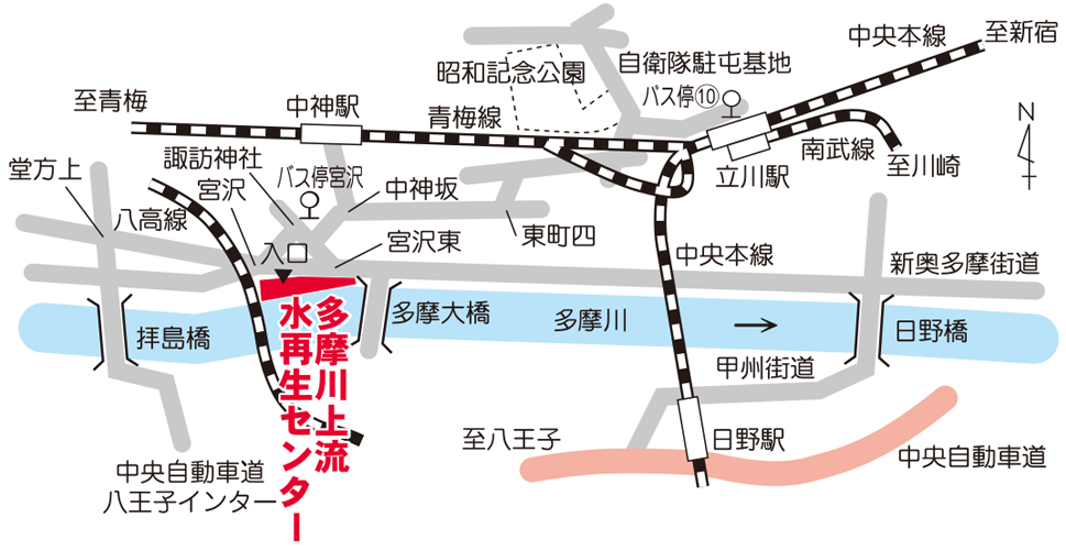 画像：多摩川上流水再生センターの案内図