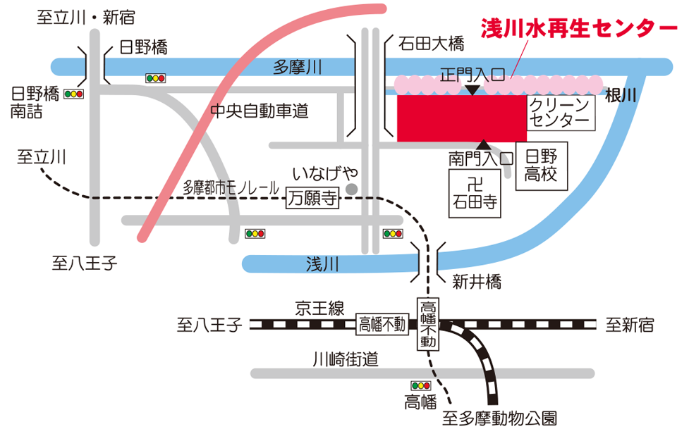 画像：浅川水再生センターの案内図