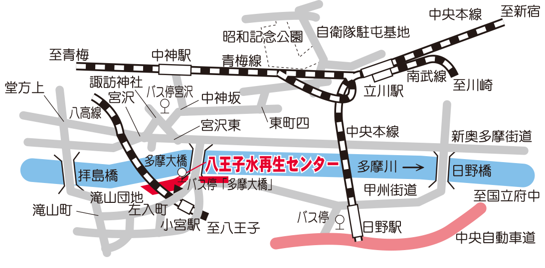 画像：八王子水再生センターの案内図