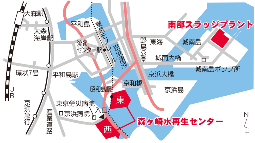 画像：南部スラッジプラントの案内図