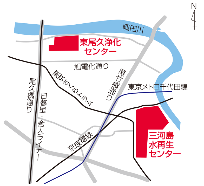 画像：東尾久浄化センターの案内図