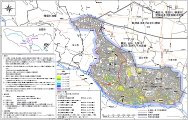 画像北多摩一号処理区、北多摩二号処理区流域浸水予想区域図（これまでと同じ配色）