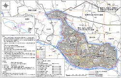 画像：北多摩一号処理区、北多摩二号処理区流域浸水予想区域図（色の濃さ等により認識できる配色）