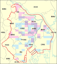 道路陥没多発地区の分布図