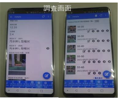 写真：自社作成アプリの調査画面（携帯）