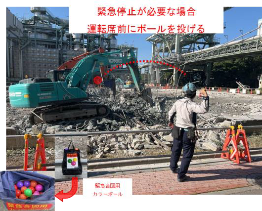 写真：合図している様子