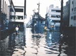 街が浸水している様子